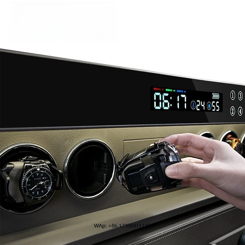 Automatic Door Opening Verification Watch Shaker Jewelry Storage Box USB Charging Battery LED Light Leather Tempered Glass