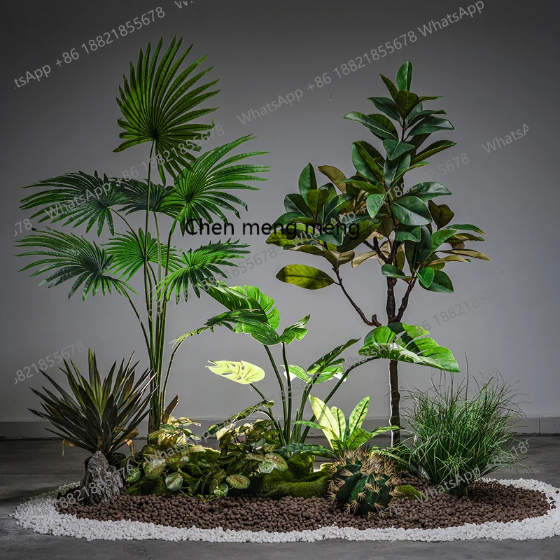 المناظر الطبيعية للنباتات الخضراء المقلدة على نطاق واسع، شجرة وهمية، نباتات ممتدة من الأرض إلى السقف، نباتات بوعاء مزخرفة بالزاوية #2