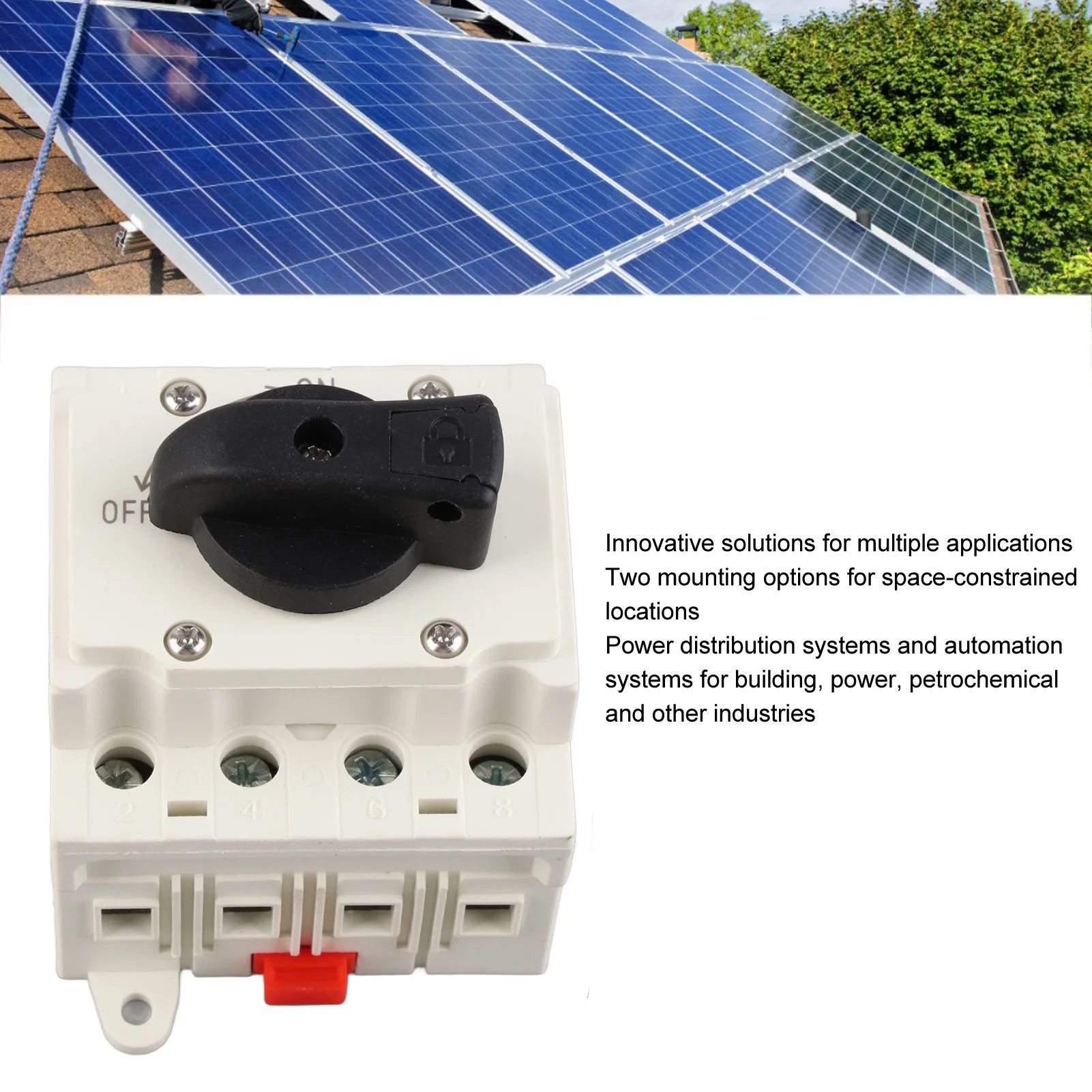 Battery Disconnect Switch  Solar Disconnect Switch 32A Flexible PC Flame Retardant Housing Photovoltaic Circuit Isolator 1000V