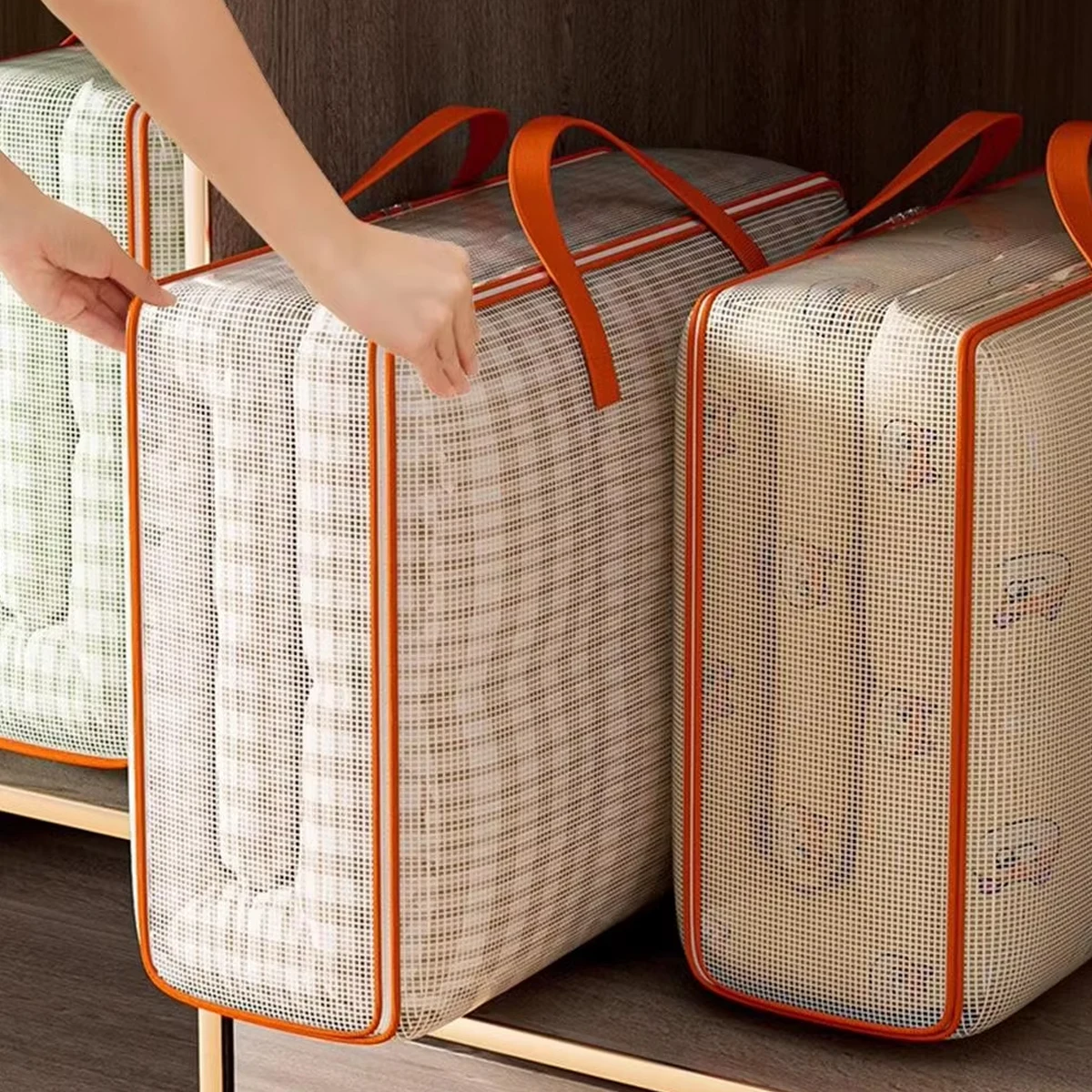 Large Capacity Quilt Storage Bag Foldable Dust-proof Storage Bag Waterproof Home Use Transparent Storage Bag For Clothes