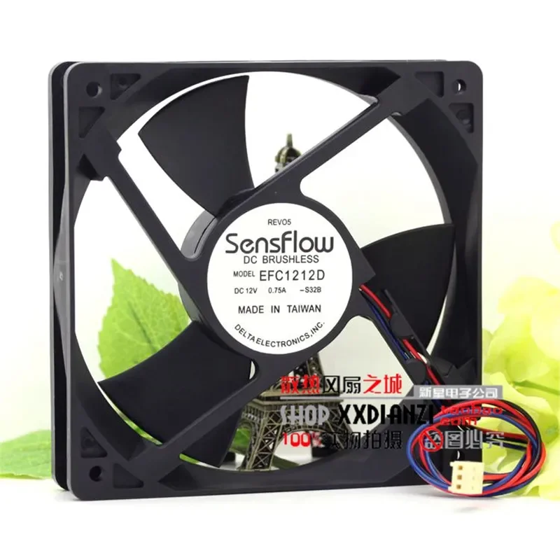 for EFC1212D 12cm 12025 Cooling Fan 0.75A High Speed Ultra Violent Airflow with Tachometer Speed Measurement for PC Case