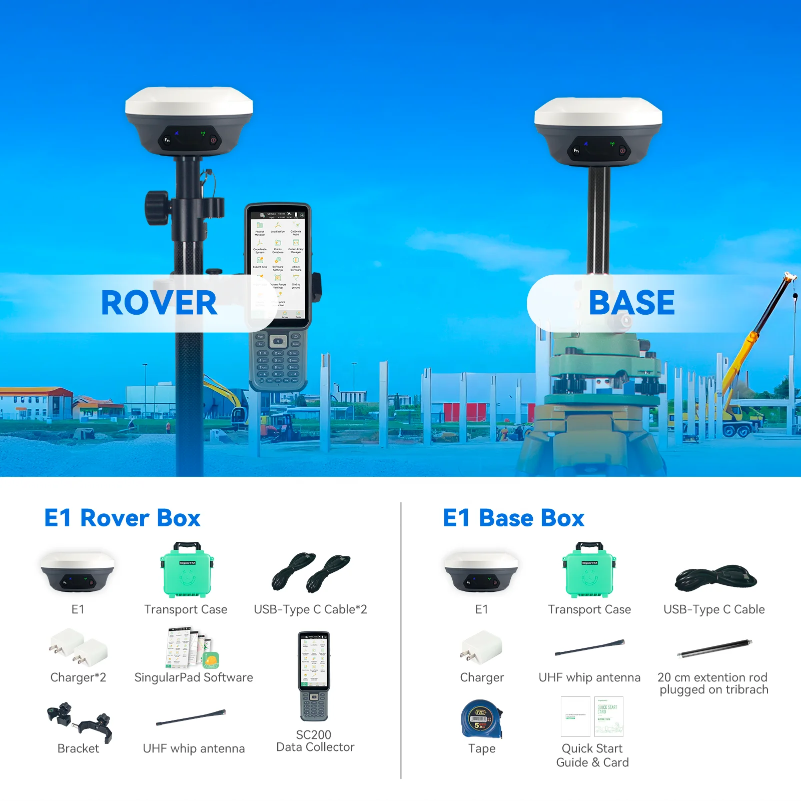 SingularXYZ High Precision GPS Receiver SC200 Data Android Collector Land Survey Equipment Rtk Gnss Base And Rover
