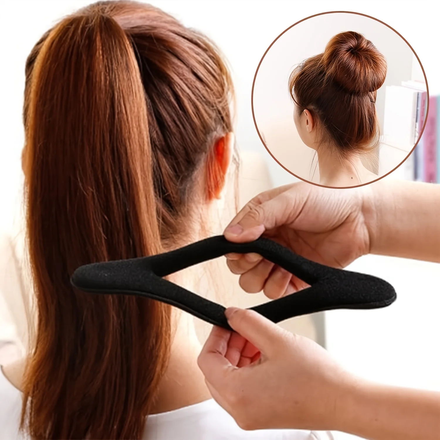 Set de 3 Piezas para Hacer Moños, Herramienta de Estilismo con Esponja en Forma de Donut, Pinzas para Rizar el Cabello para Bodas y Viajes