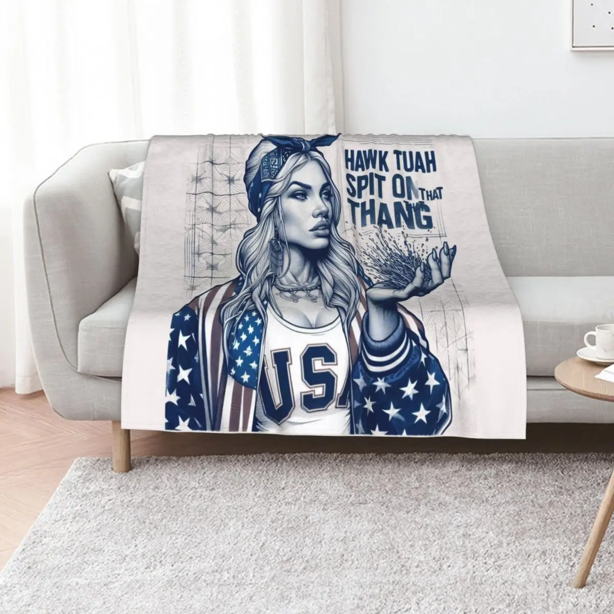 Spit on That Thang: Hawk Tuah Edition Throw Blanket Moving Tourist Blankets For Baby Sofa Cute Blankets