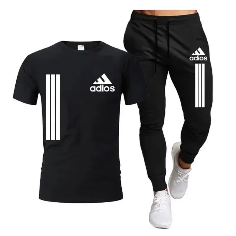 Men\'s casual short-sleeved sportswear two-piece shirt and pants Spring/Summer 2024 fashion