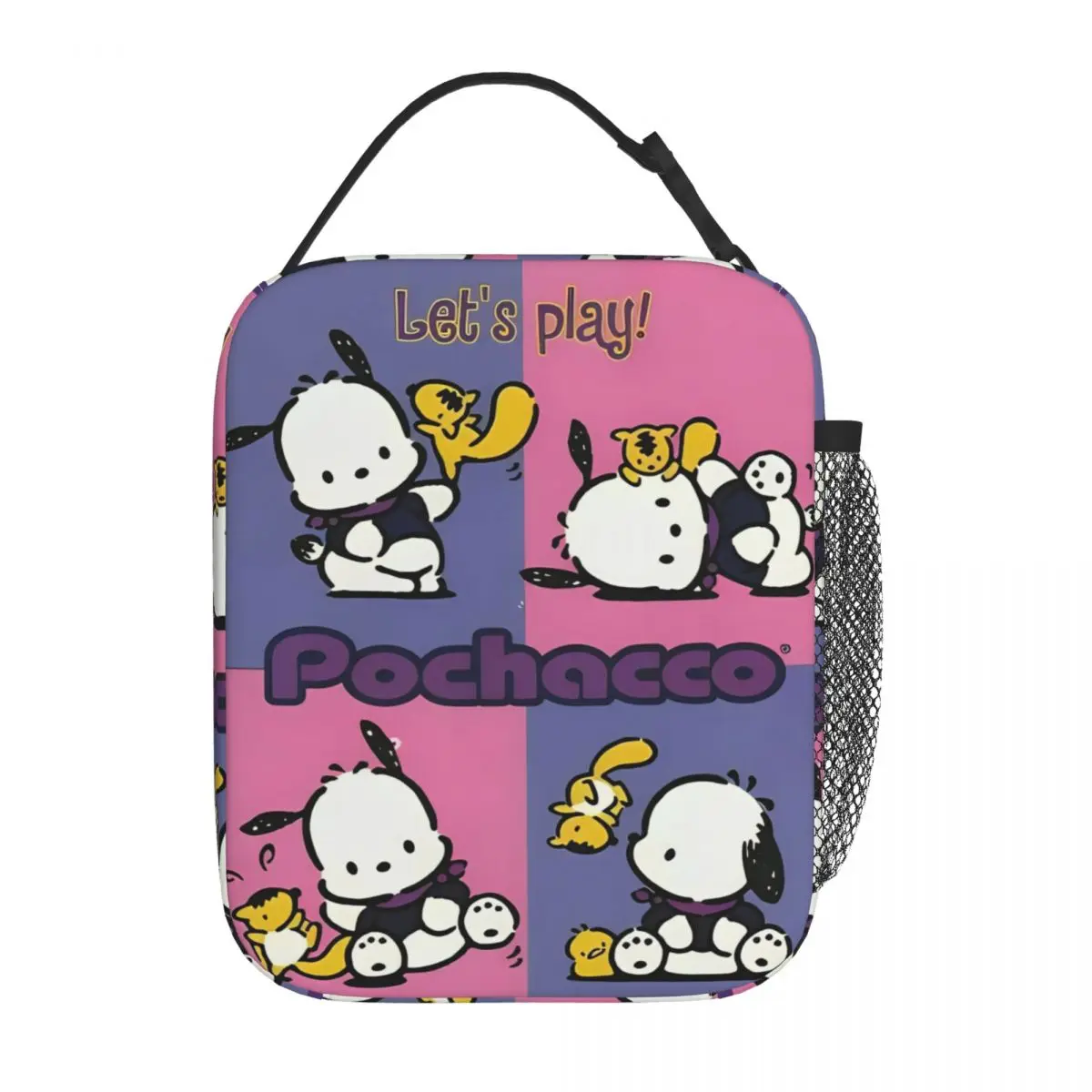 

Kawaii Pochacco Изолированная сумка для обеда Портативный контейнер для обеда с мультяшной собакой Сумка-холодильник Сумка-тоут Ланч-бокс Сумки для хранения еды для колледжа