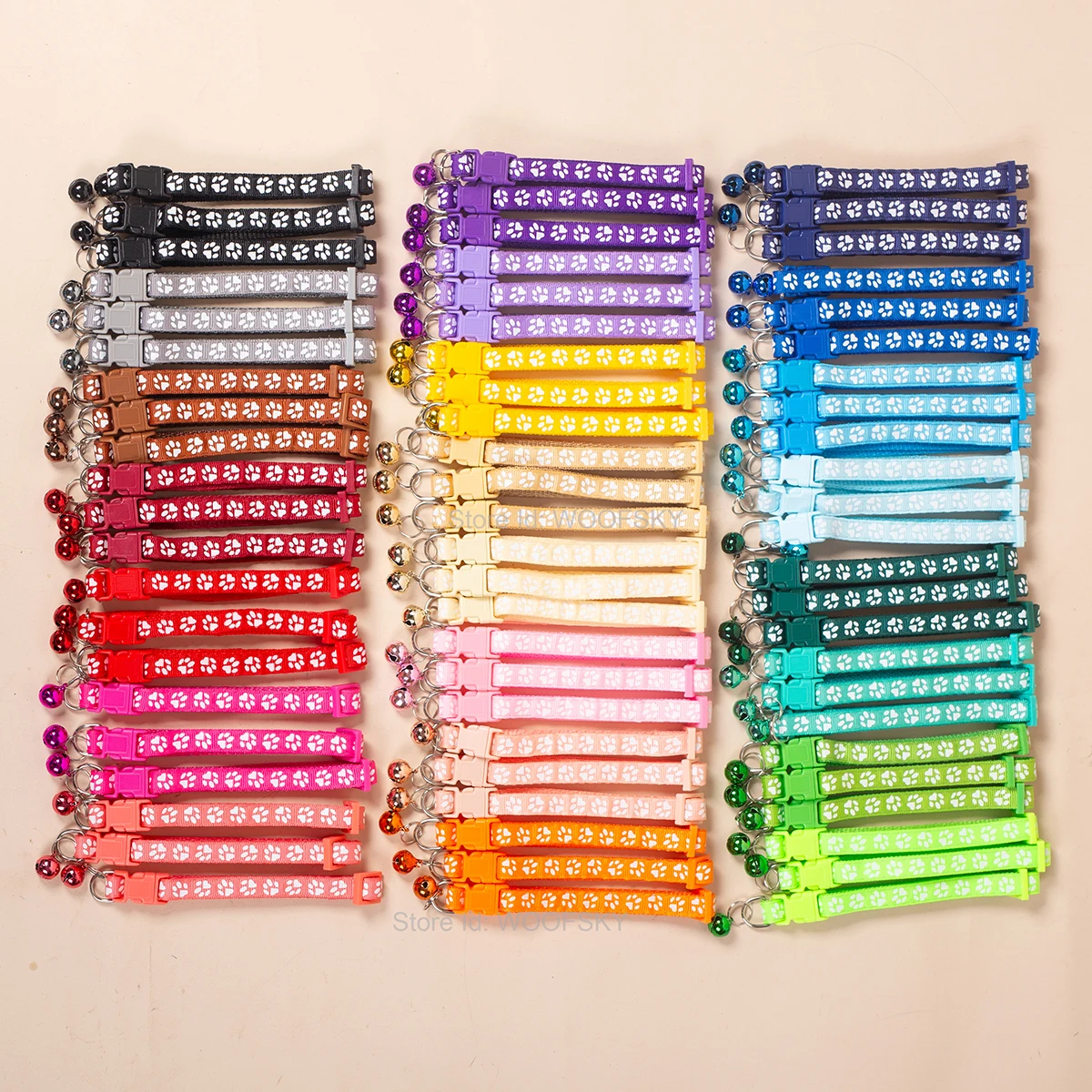 10 Stück bunte Haustierhalsbänder mit Glöckchen, 23 verschiedene Farben, Hersteller, direkt im Großhandel, Welpen-Katzenhalsband – Detail 6