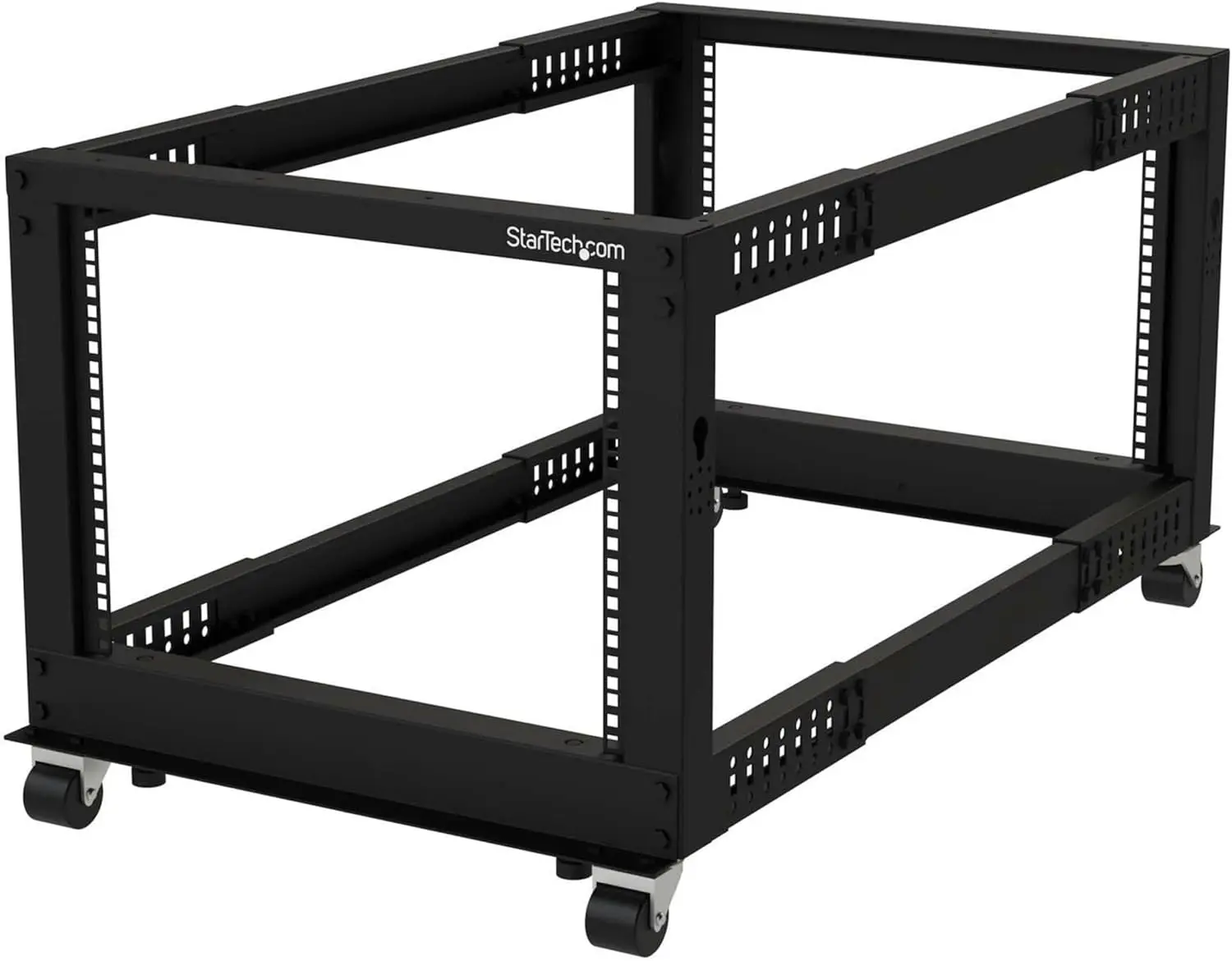 Mobile Open Frame Server Rack, 19in Network Rack with Wheels, Small Rolling Rack for Computer/AV/Data/IT