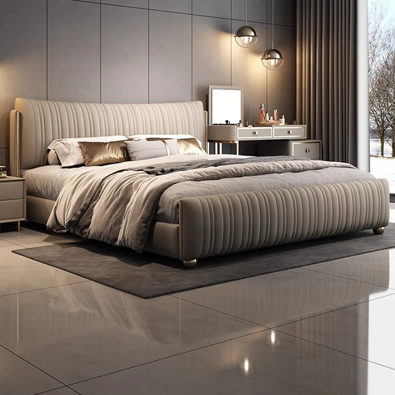 

European Beige Double Bed Frames Australia Elegant Wooden Luxury Double Bed Storage Modern Cama Matrimonial Furniture Home