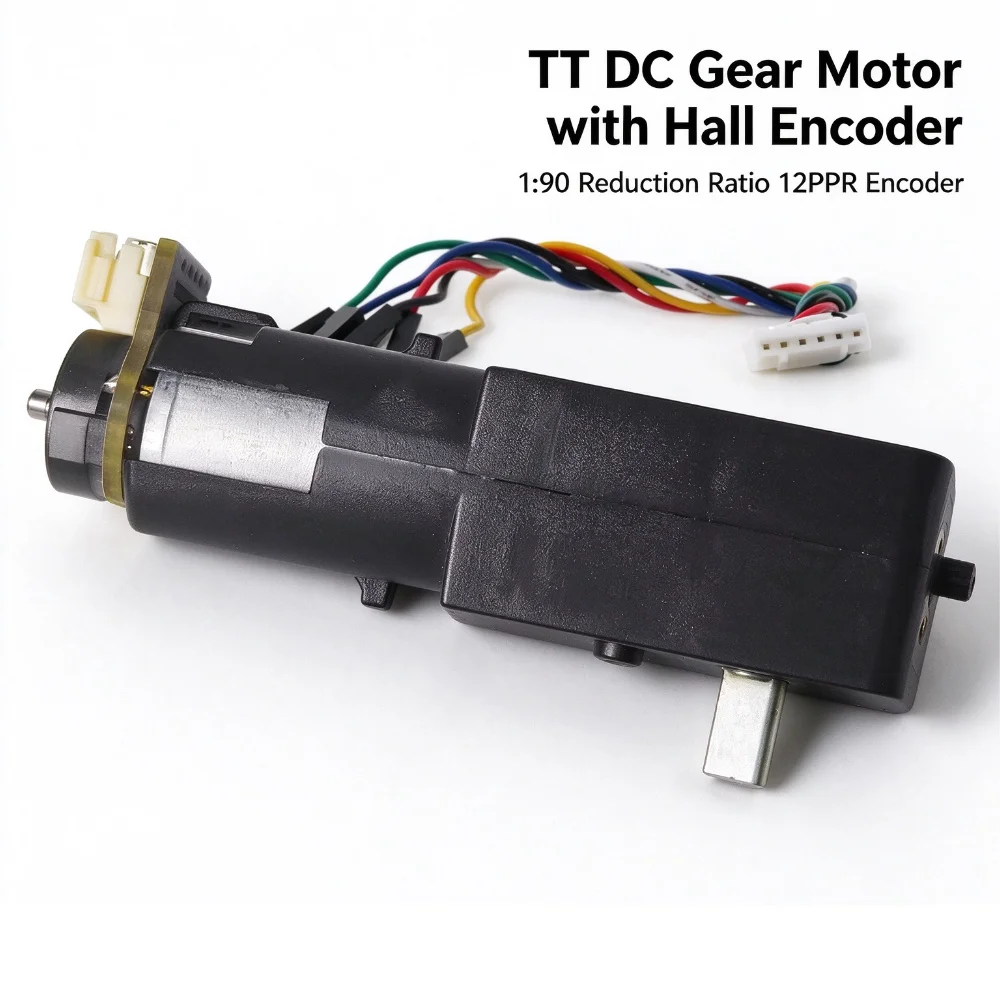 TT DC Gear Motor with Hall Encoder 1:90 Reduction 12PPR DC3‑12V PH2.0 Connector High Torque For Arduino ESP32 Robot Car Balance