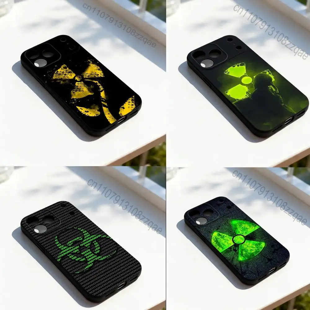 

Nuclear Radiation Danger Sign Phone Case For iPhone17,16,15,14,13,12,11,Pro,Max,Plus,E,SE4,Air,Mini Black Precise Hole Matching