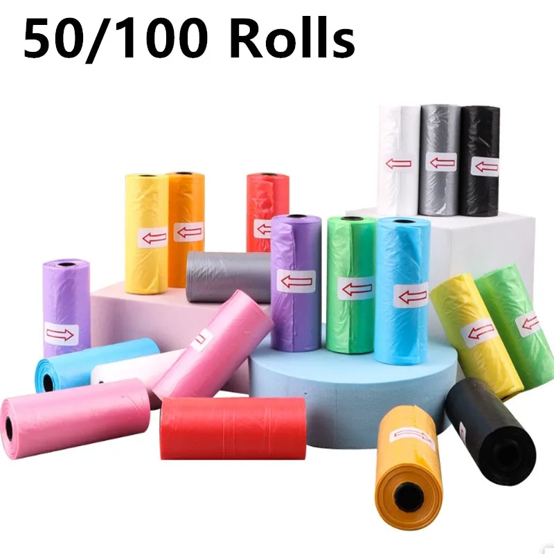 10/50/100 Rolls Random Color Puppy Cat Pooper Scooper Bag Biodegradable Pet Supplies Dog Poop Bags For Waste Refuse Cleanup