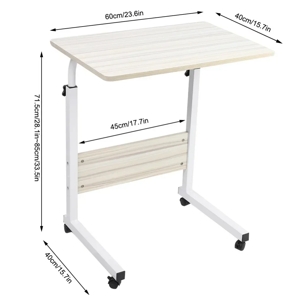 Portable Adjustable Height Laptop Computer Stand Desk Bed Side Reading Table(white maple)