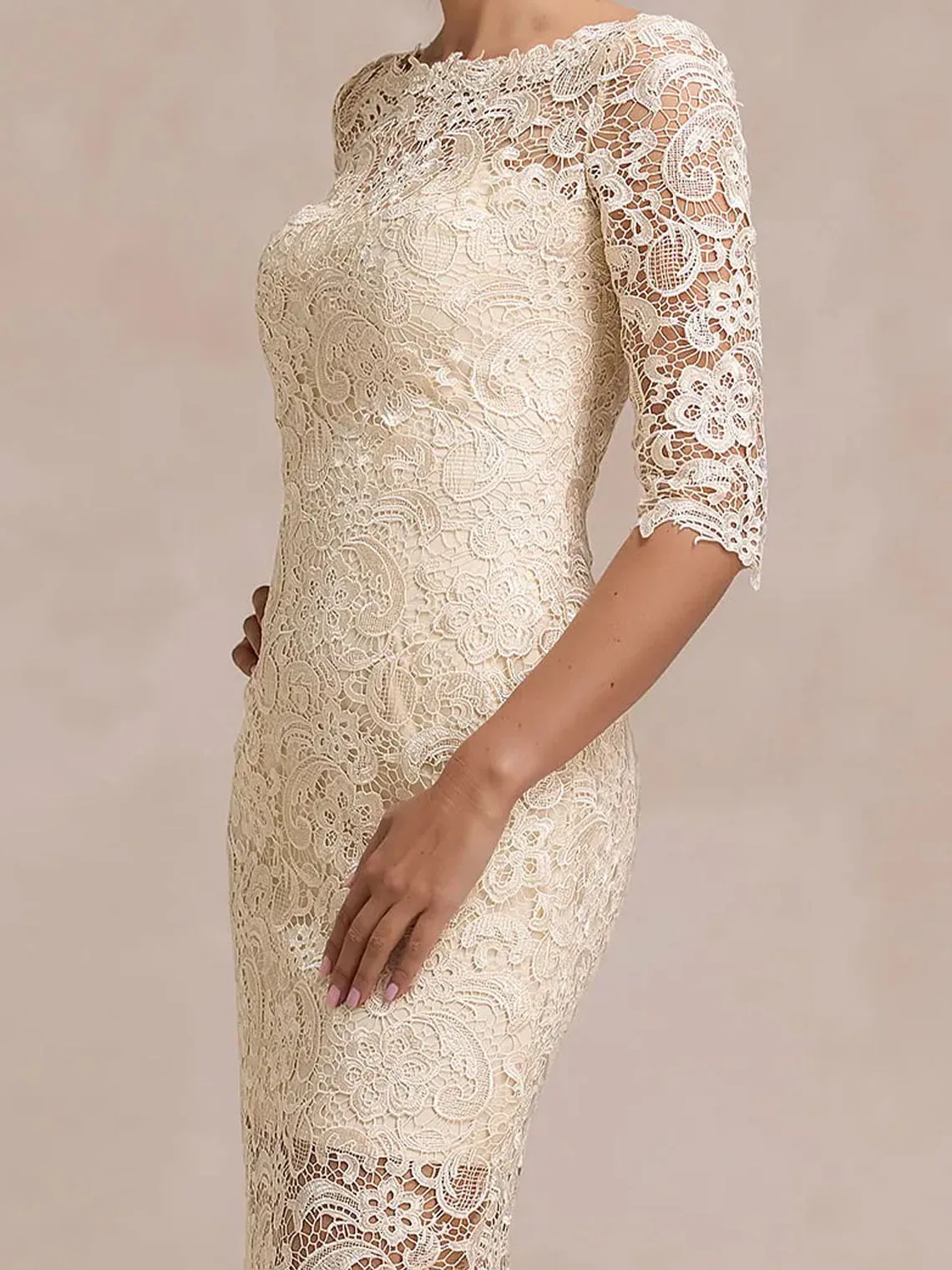 Элегантное кружевное платье с вырезом «бато» и рукавами 3/4, платье для матери невесты, свадебное платье для гостей, торжественное платье длиной до колена, 2025, бесплатно по индивидуальному заказу