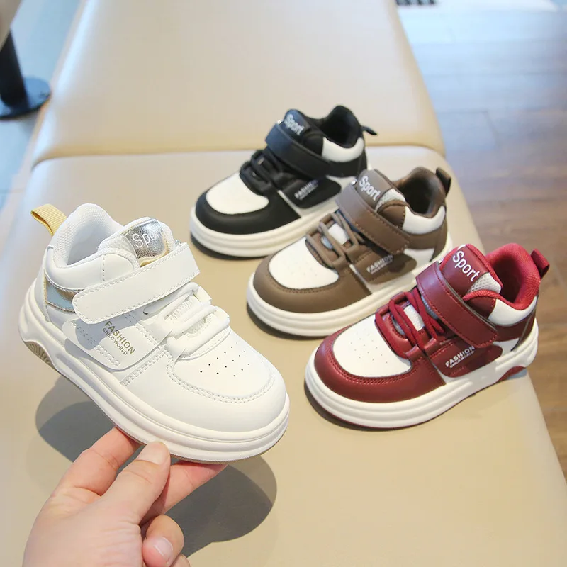 Breathable High-top Sneakers Girls Boys Spring Autumn Slip-on Baby Non-slip White Shoes Children Soft-soled Casual Running Kids