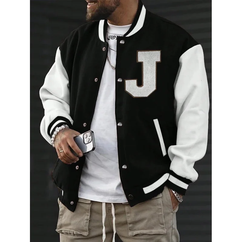 Men's Color Blocking Letter Printed Baseball Jacket men jacket  streetwear  coats  baseball jacket  baseball jacket