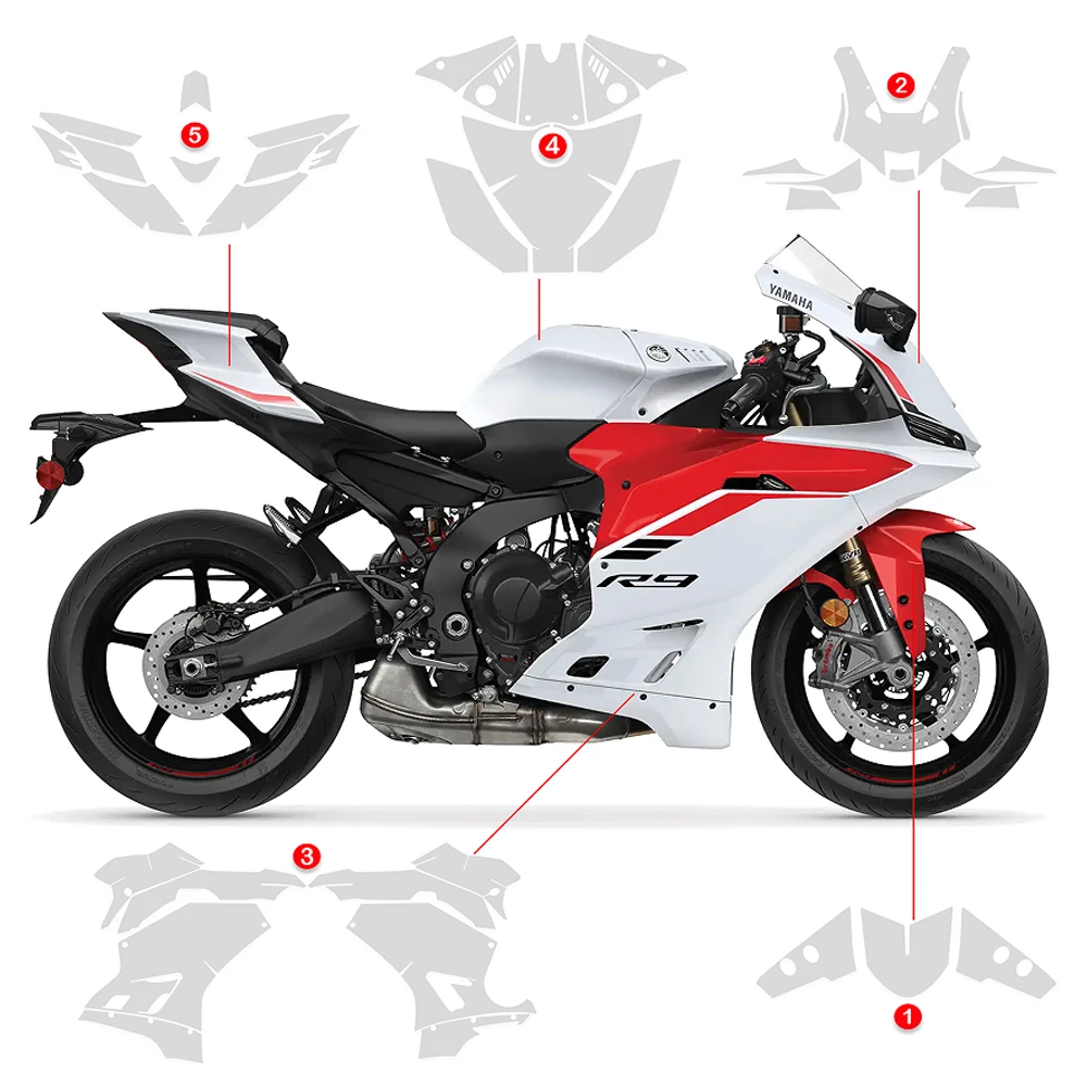 Fits YZF R9 2025 PPF Motorcycle Transparent Protection Film Healing Scratch Resistant For Yamaha YZFR9 TPU Paint Protective Film