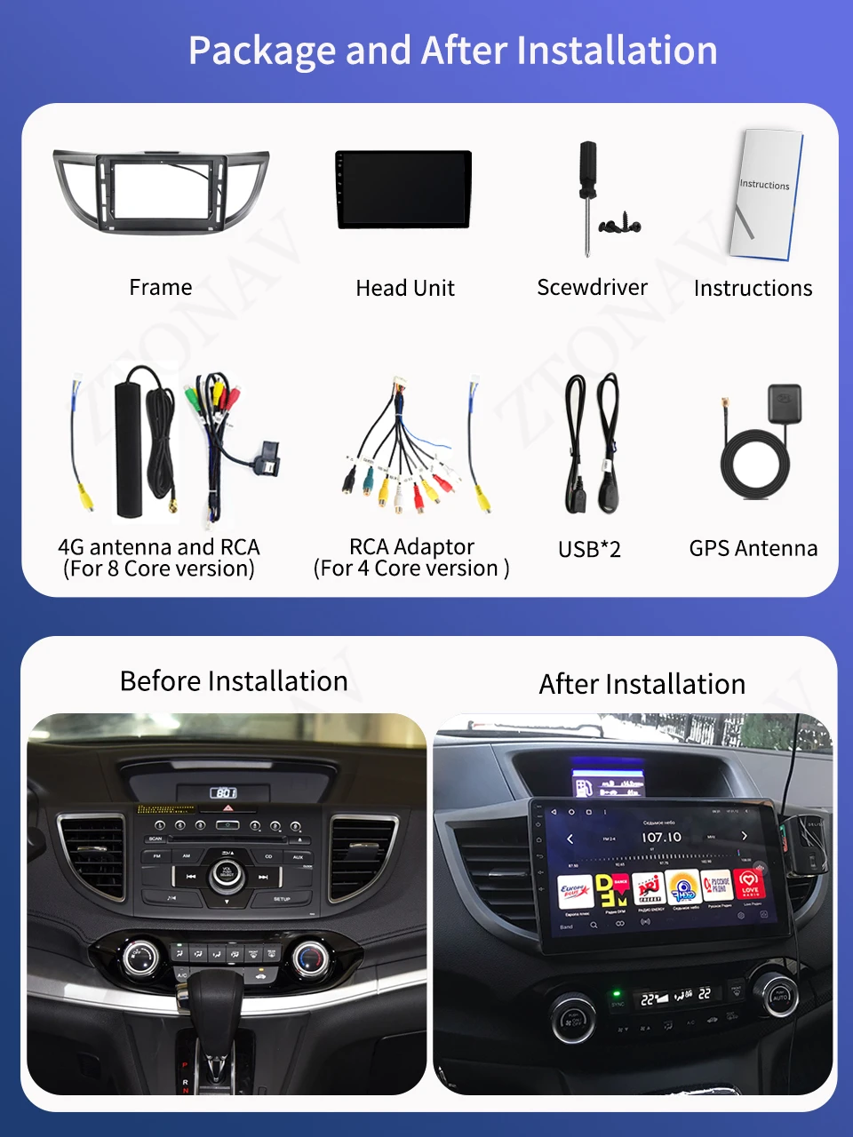 7862 راديو أندرويد مشغل ديفيدي للسيارة لهوندا CRV CR-V 4 2011-2018 وحدة الرأس التلقائية نظام تحديد المواقع نافي Carplay أندرويد السيارات دعم 360 كاميرا