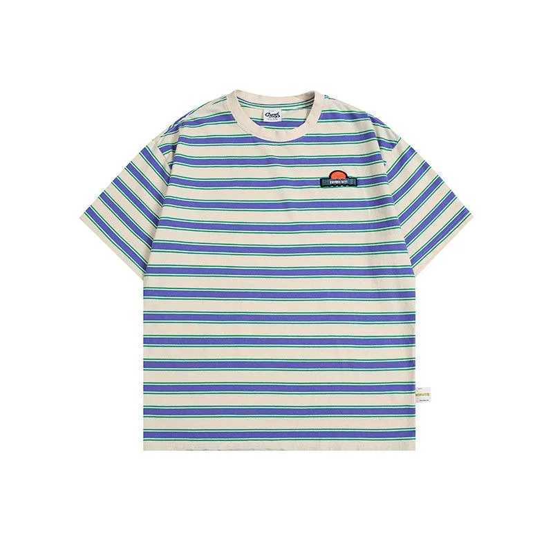 Summer New American Striped Short Sleeved T-shirt Cityboy Loose Casual Tees