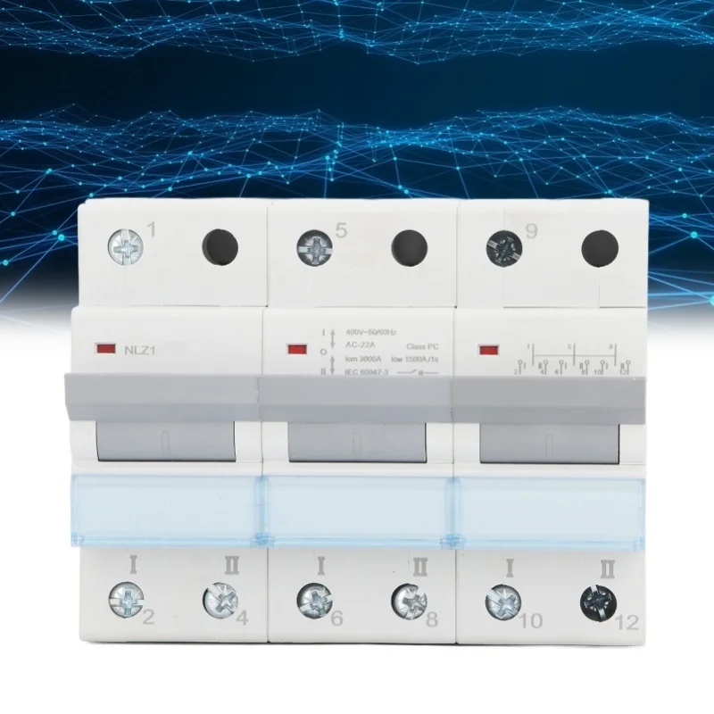 

400VAC Dual Power Manual Transfer Switch 35mm DIN Rail Mount Single Side Interlock Circuit Breaker 3P MTS 63A