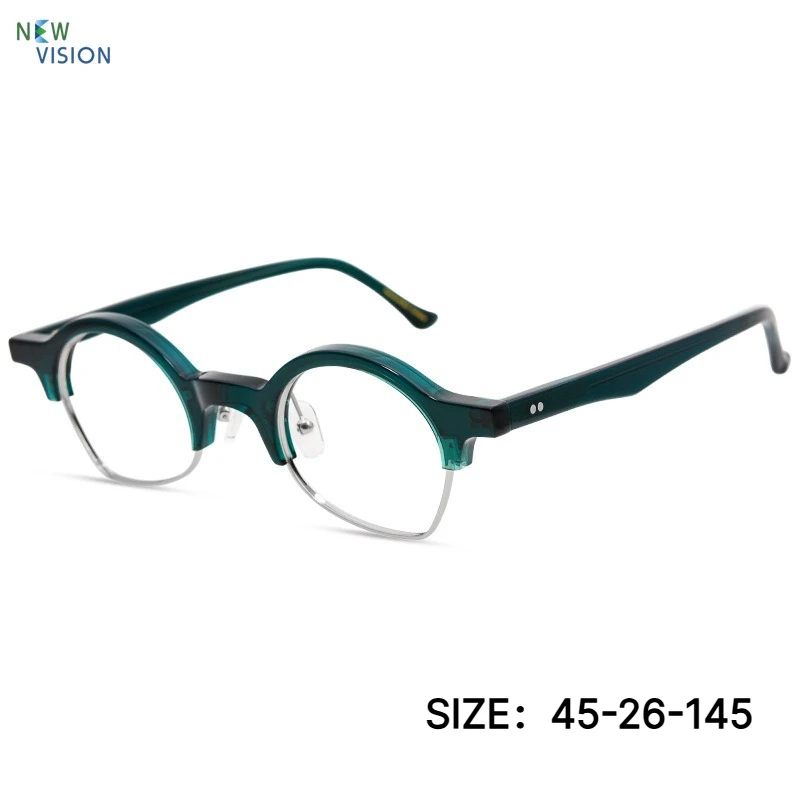New Glasses for Women Fashion Retro High-end Acetate Eyewear Frame Half Frame for Men Myopia Reading Anti Blue Light Eyeglasses