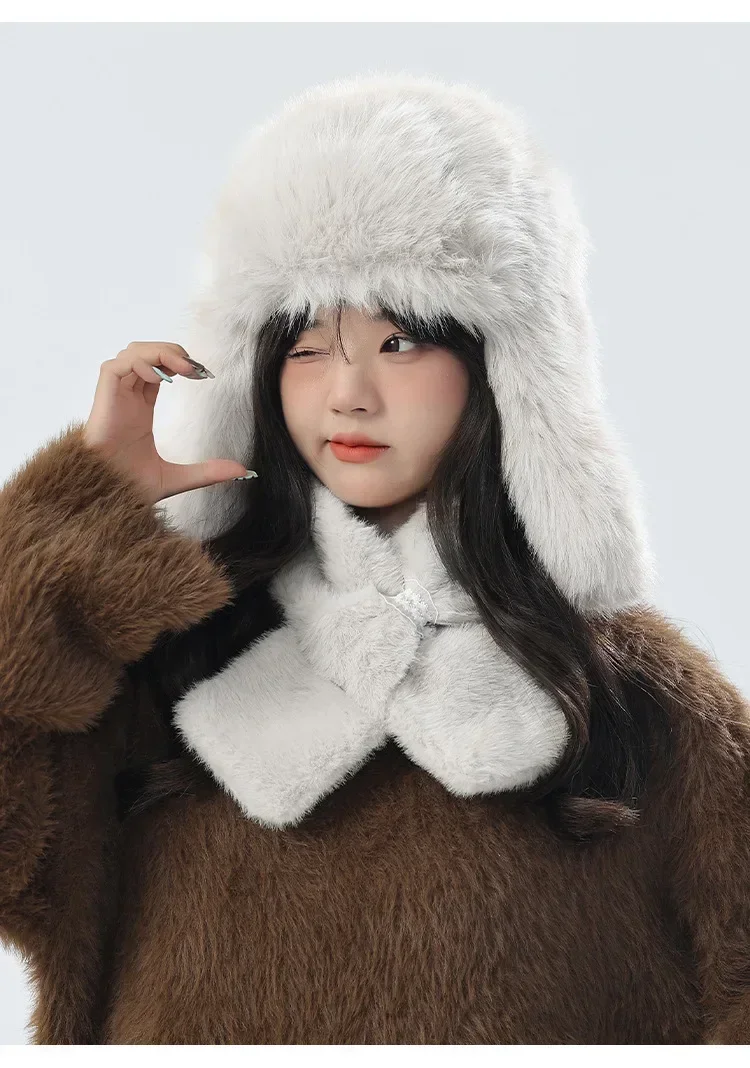 

Зимняя теплая шапка Lei Feng, женская шапка из искусственного меха, уличная утепленная лыжная шапка-ушанка, шапочки, пуловеры, мужские шапки