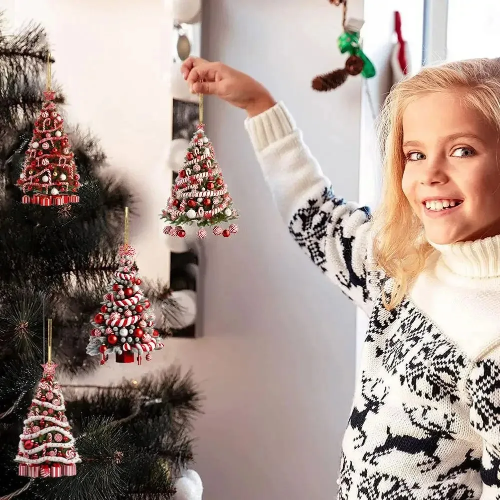 4 قطع من زينة عيد الميلاد العاكسة ثنائية الأبعاد - ديكور معلق مقاوم للكسر لشجرة عيد الميلاد وديكورات المنزل والحفلات #2