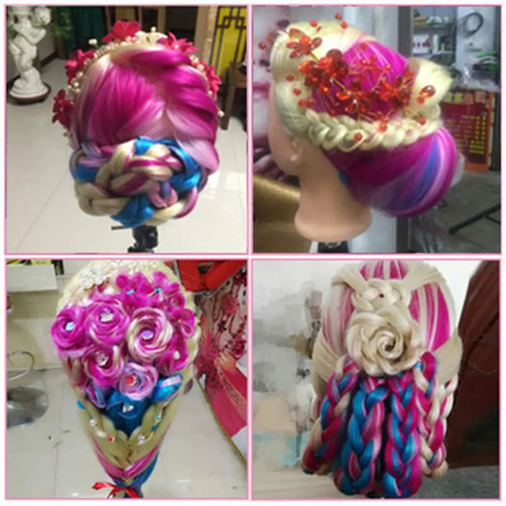 Cabeça de manequim cabeça de treinamento para trança cabeleireiro 100% fibra de alta temperatura manequim feminino cabeça de boneca de treinamento