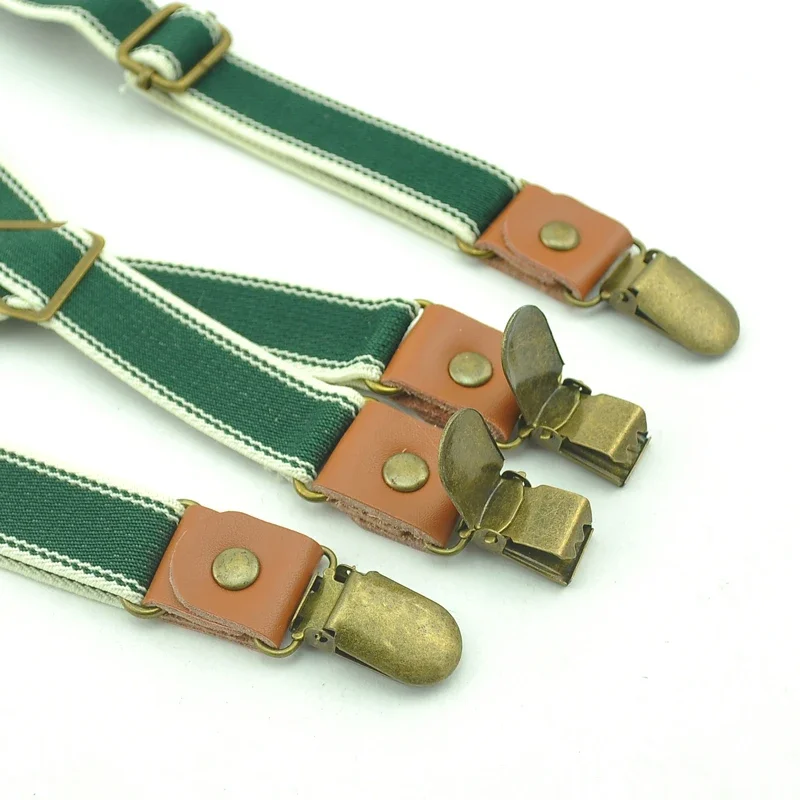 موضة 5 تصميم مخطط مزيج جيد 4 مقاطع الأطفال أطفال الحمالات للجنسين كليب على الأقواس مطاطا سليم الحمالات الأولاد الرباط حزام #4