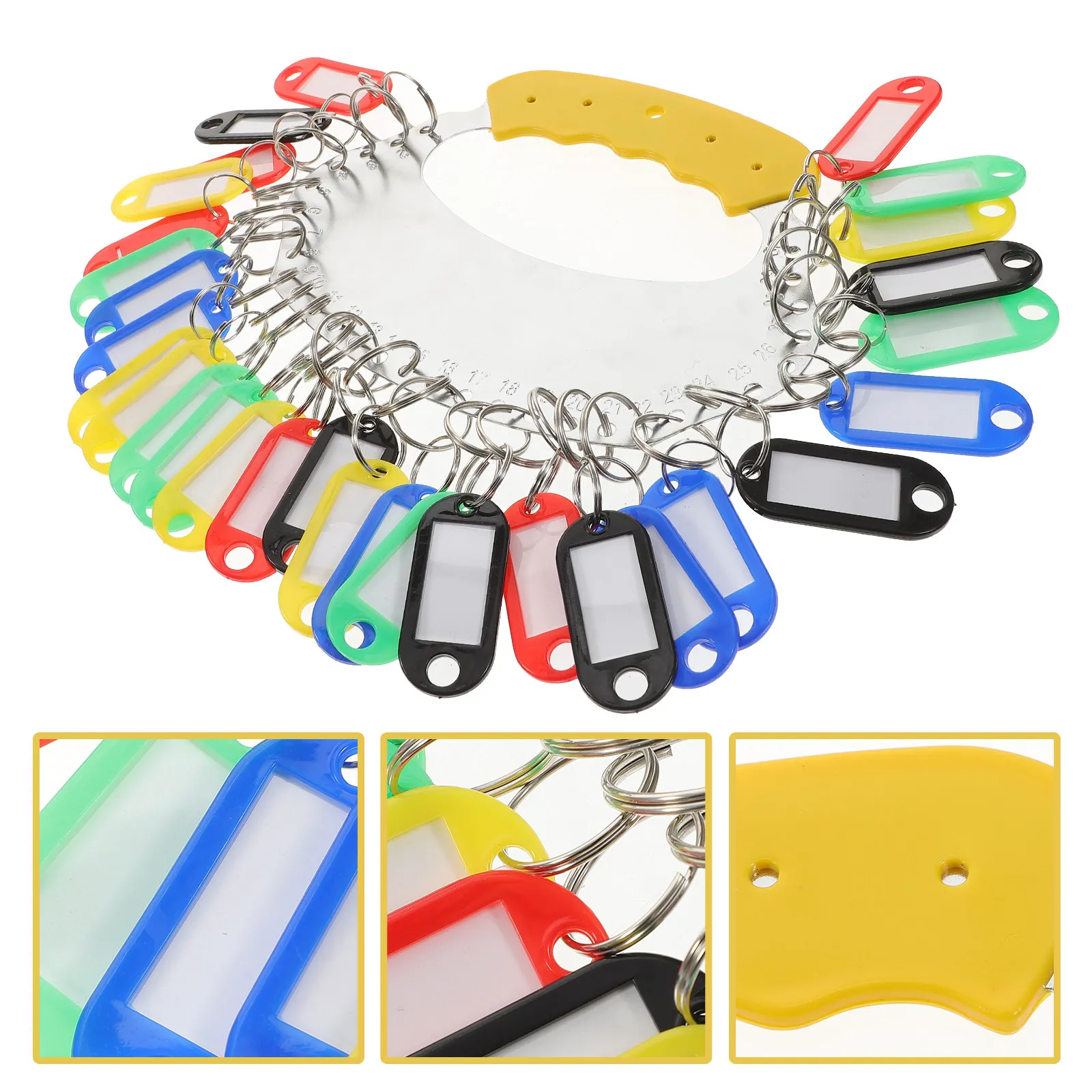 1Set Elegant Keyring Classification Tags Premium Plastic Iron Construction Key Storage Holder Convenient Key Tags for Office