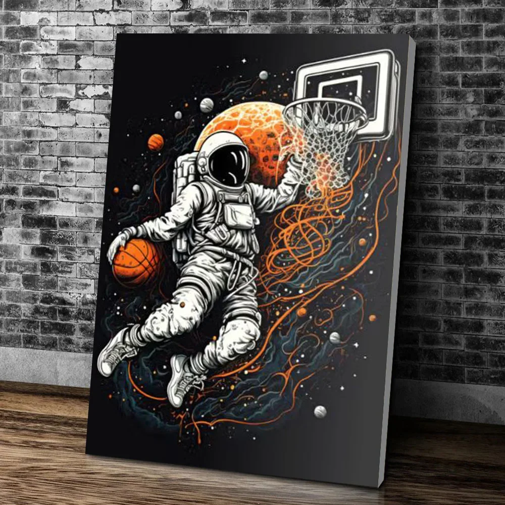 Abstract Astronaut Graffiti Space Basketball Posters Prints Sport Street Vintage Art Canvas Painting Living Room Home Wall Decor