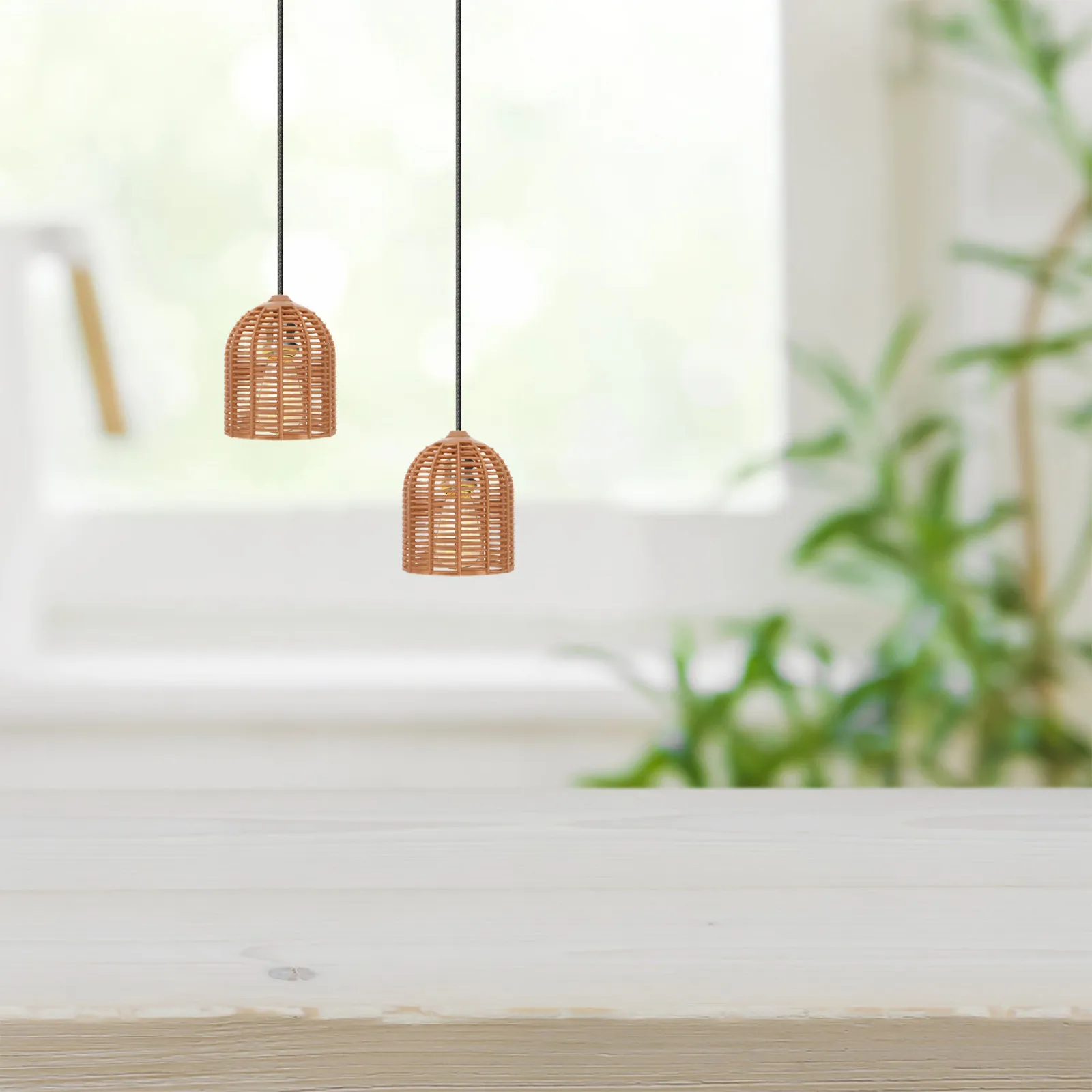 

30Pcs Boho Imitation Rattan Lampshade Plastic LED Shade Cover Decorative Handwoven for Living Room Bedroom 2.64x2.32x2.32in