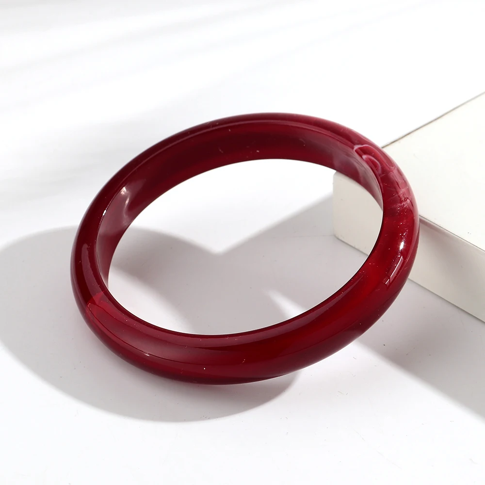 Women's Colorful Thin Round Acrylic Bangles, Boho Style