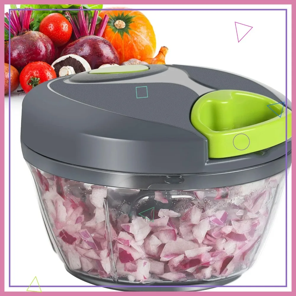 

Portable Manual Food Processor, Hand Pull String Garlic Mincer Onion Cutter for Veggies, Fruits, Nuts, 500ml Grey