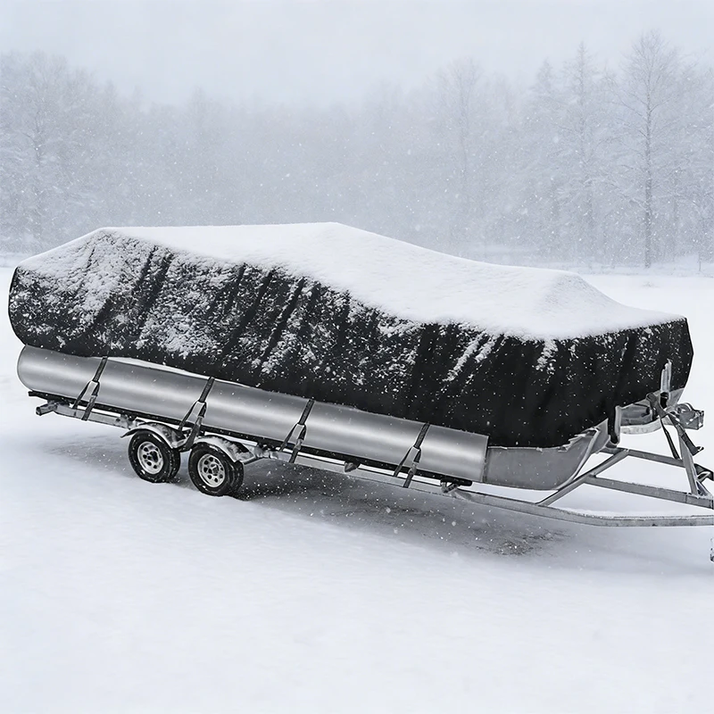 Durable Boat Cover Windproof Anti-Tear Design with Quick Release Buckles Fits V-hull Fishing Vessel