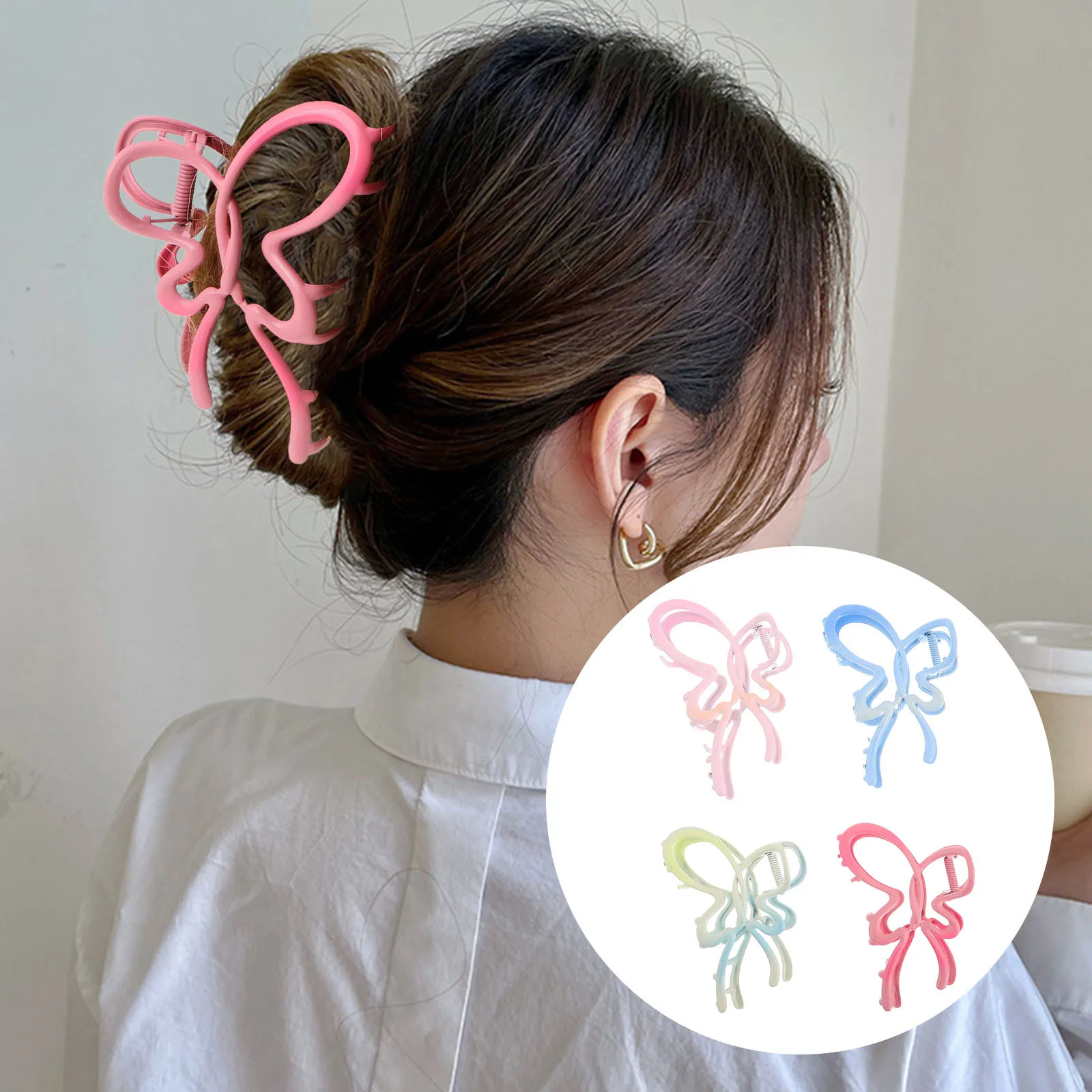 

4pcs Metal Claw Clip Bright Color Large Size Secure Hold Thick Long Styling Everyday Wear Women Accessories Hair Claws For Women
