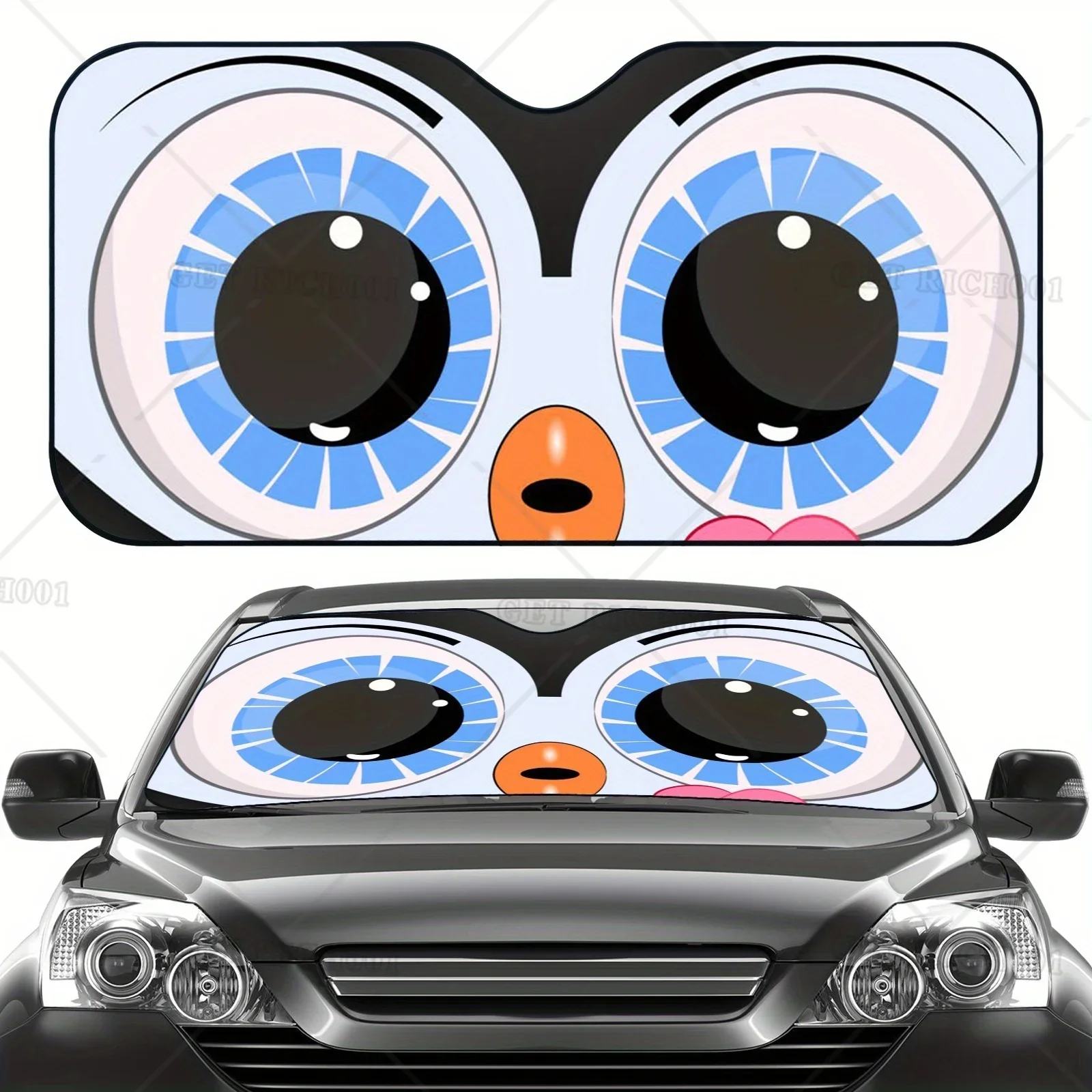 ProteccióN Solare, 1 Ombrellone Para Parabrisas Con Cara De PingüIno Lindo Para Coche, Cubierta Pieghevole Para Sombrilla, Facile De In