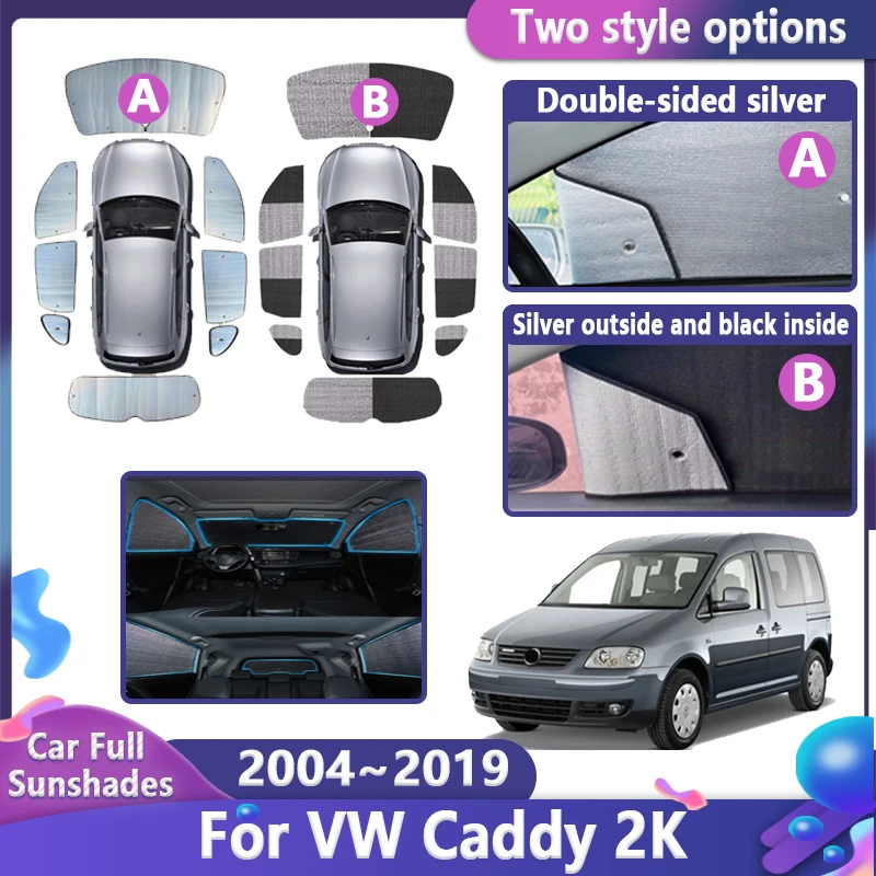 For Volkswagen VW Caddy 2K Maxi MK3 2004~2019 Car Full Sunshade Window Anti-UV Visor Blind Cover Interior Parts Auto Accessories