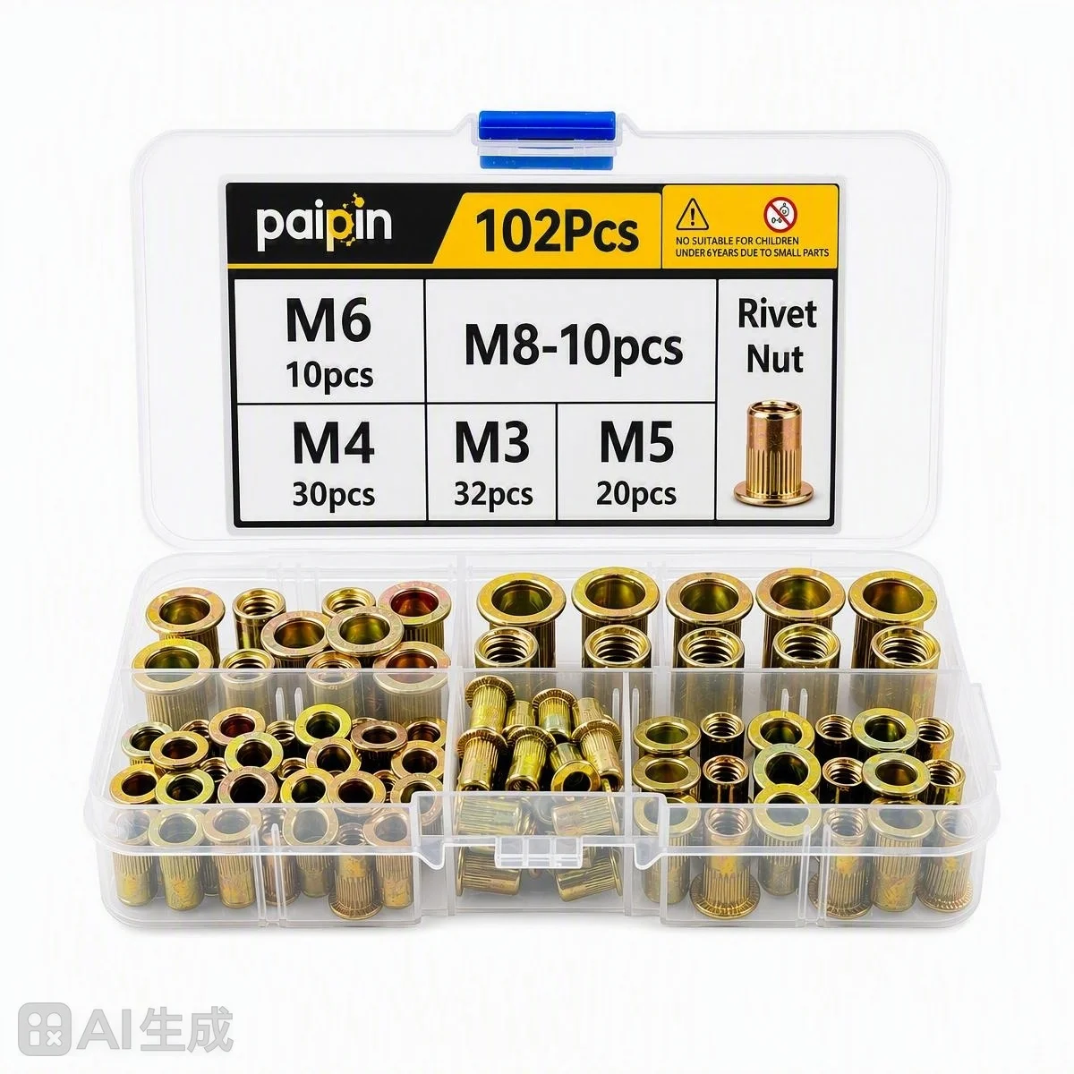 102-Piece Professional Colorful Steel Rivet Nuts Tool Set for Thin Metal Sheet Riveting Home DIY Projects Reliable Performance D