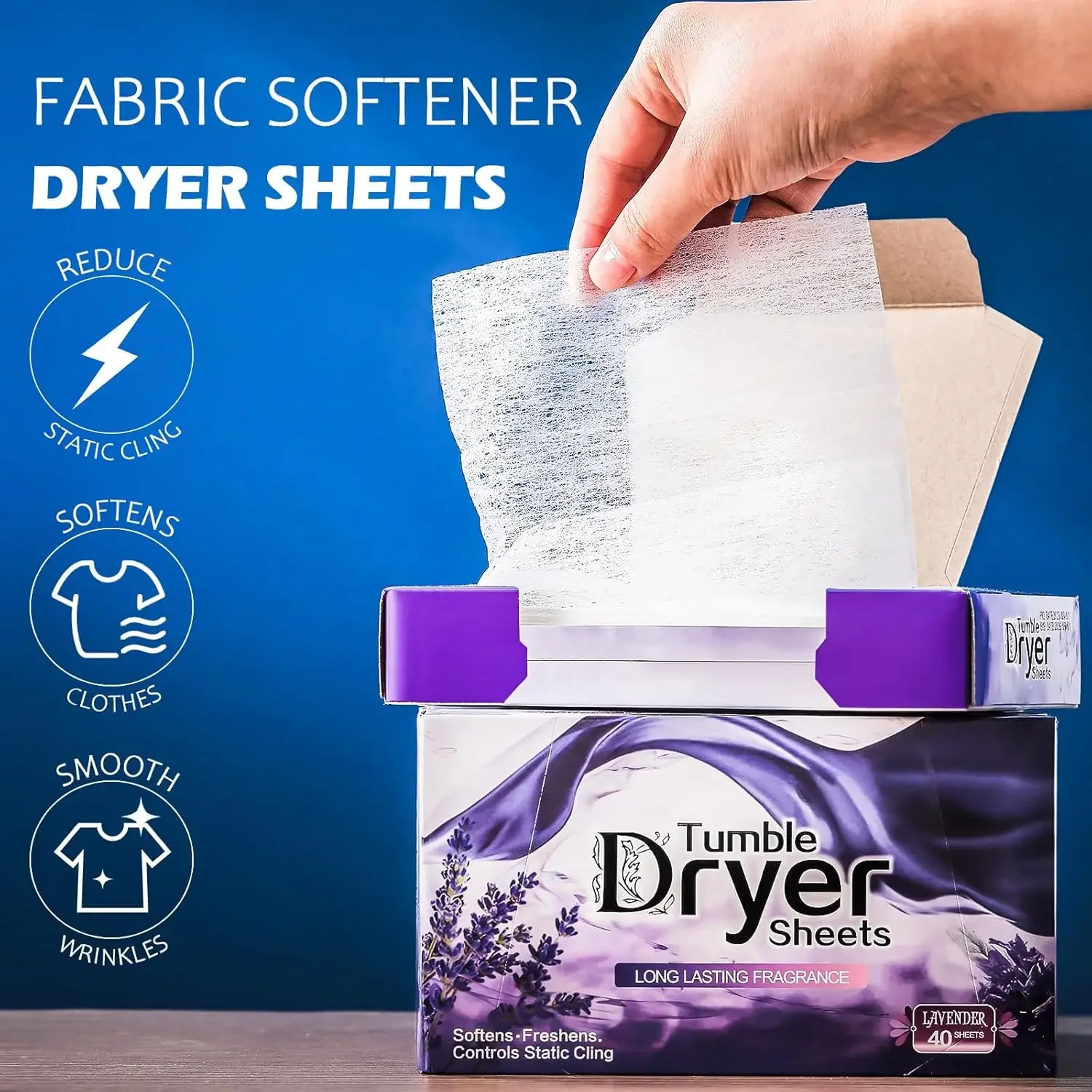 Bulk Dryer Sheets, Plant-Based Softener Anti Static Wrinkle Release Fresh Fragrance Laundry Sheets for Dryer Household Use