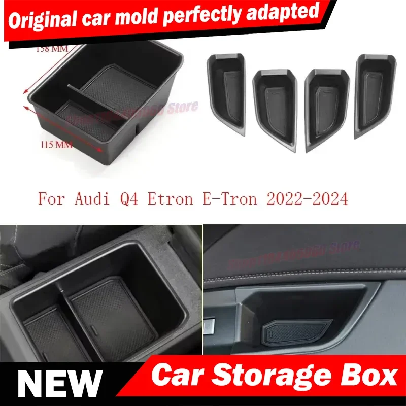 For Audi Q4 E-Tron Etron 2019-2024 Car Interior Accessories Cup Holder Armrest Storage Box Stowing Tidying