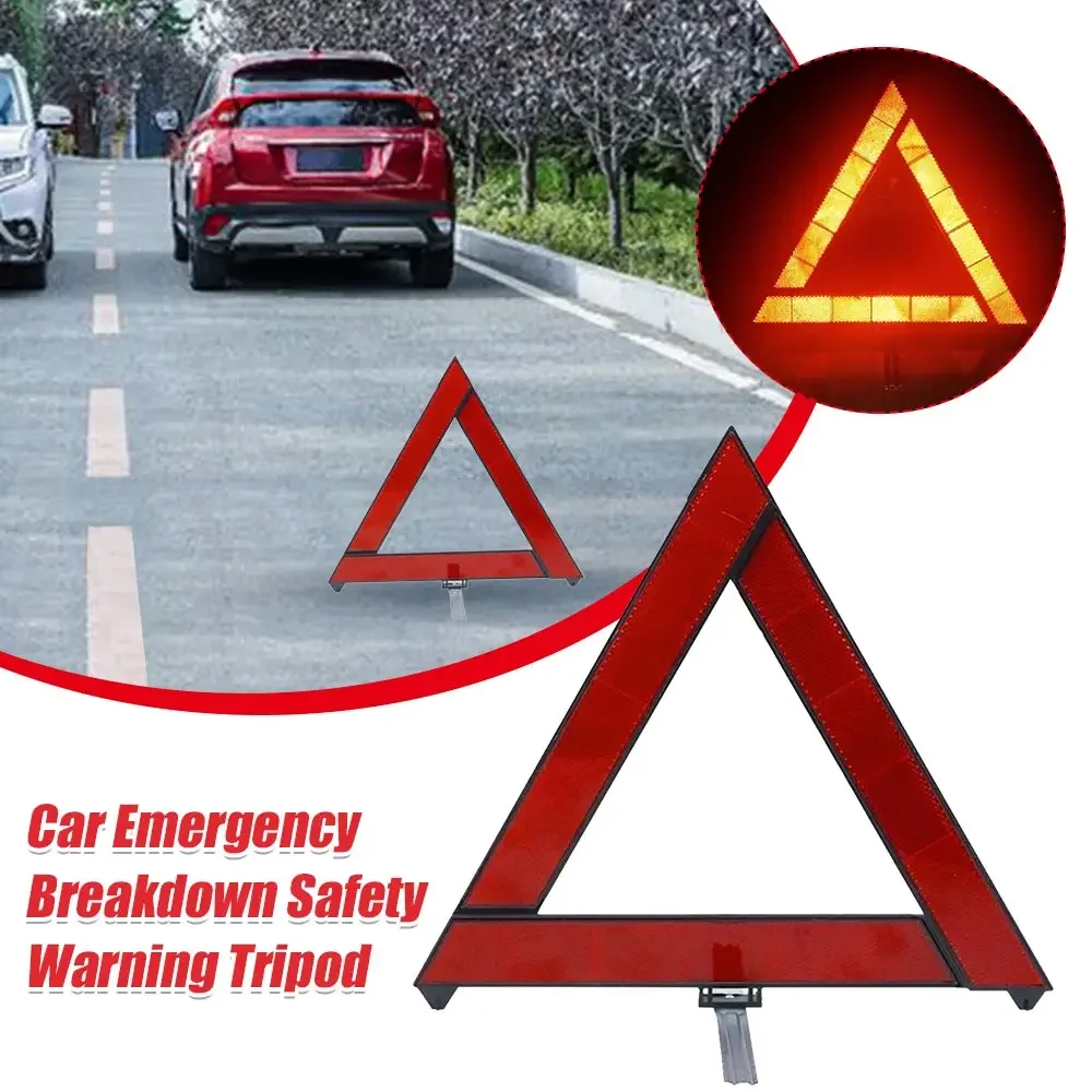 

Car Triangle Reflective Warning Tripod Foldable Emergency Breakdown Warning Red Reflective Sticker Safety Hazard Car Tripod