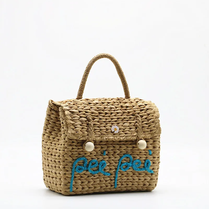 Bohemian Woven Straw Bag Letter Beach Bags for Women 2023 Designer Handbags Summer Rattan Bag Bali Travel Tote House Clutch Chic