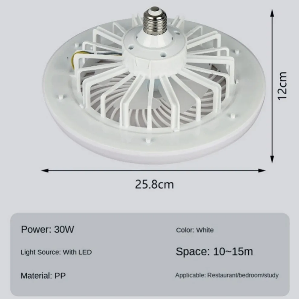 Imagem -06 - Ventilador de Teto com Lâmpada de Iluminação 30w E27 Converter Base Controle Remoto Quarto Viver Casa Silencioso