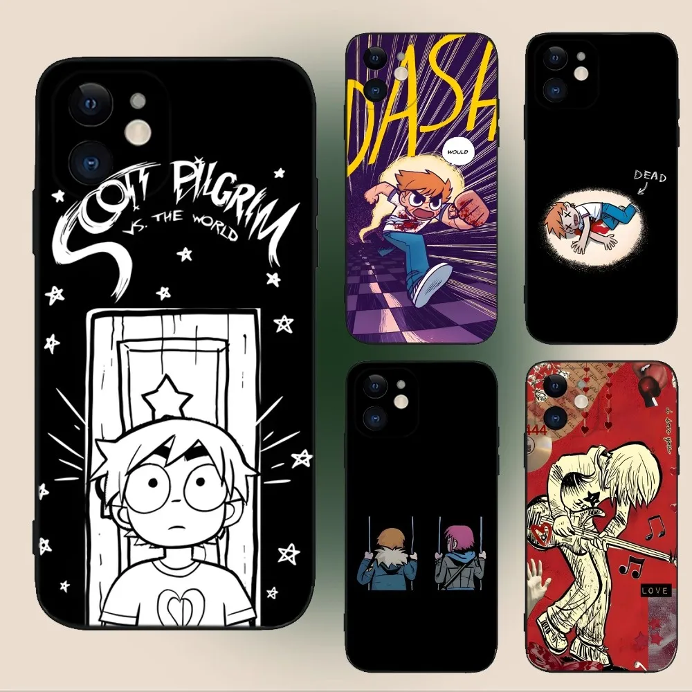 

S-Scott Cartoon Pilgrim Phone Case For iPhone 15,14,13,12,11,Plus,Pro Max,XS,X,XR,SE,Mini,8,7 Soft Silicone Black Cover