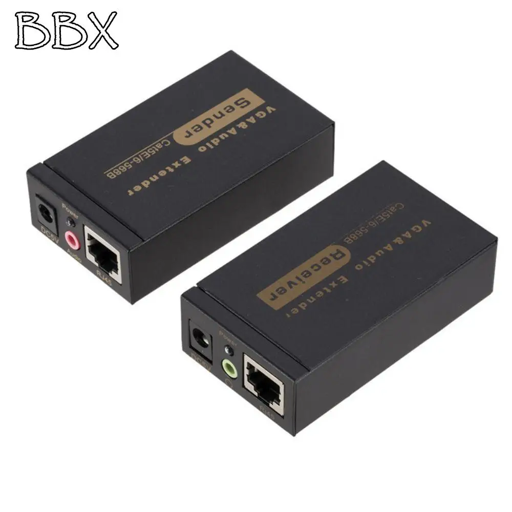 

VGA To RJ45 VGA 100M Video Audio Extender Signal Amplifier Cat5/6 VGA To RJ45 Extender 100M Ethernet Network Cable