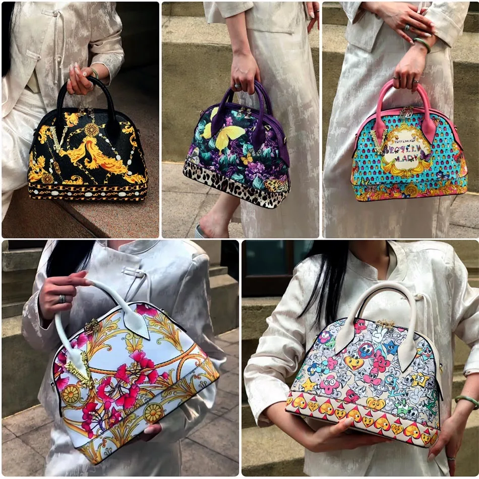 VM FASHION KISS Large Capacity Women\'s Shell Handbags 2024 European And American Printed Crossbody Bag Women Shoulder Bag