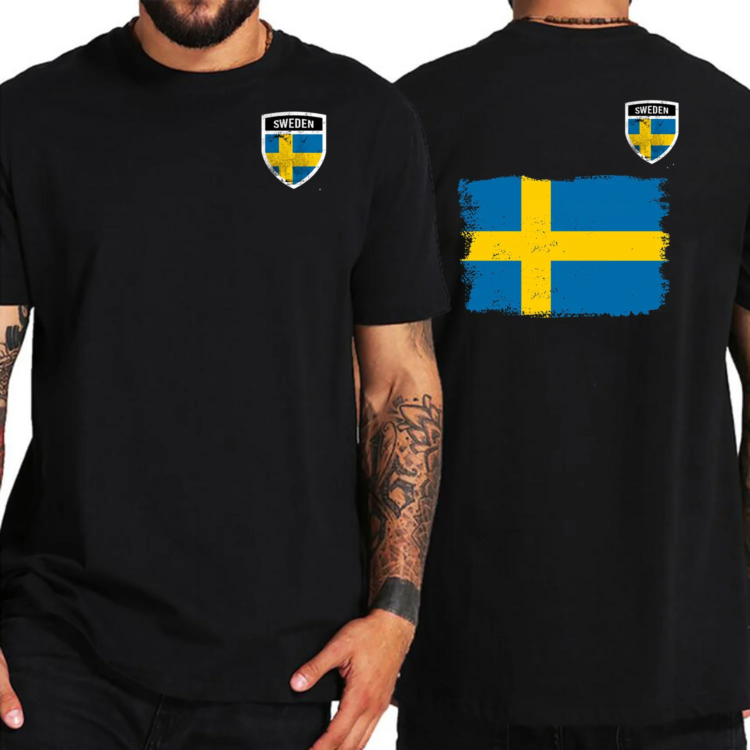 Vintage Grunge Flag of Sweden T Shirt Men Women Sports tshirt Retro Distressed Sweden Flag T-Shirt Clothing Homme 2024 Tee Shirt