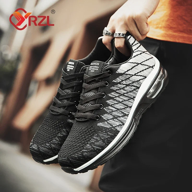 YRZL Sport Running Shoes Men's Flat Mesh Breathable Walking Man Casual Sneakers Comfortable Outdoor Trainer Race Sneaker for Men