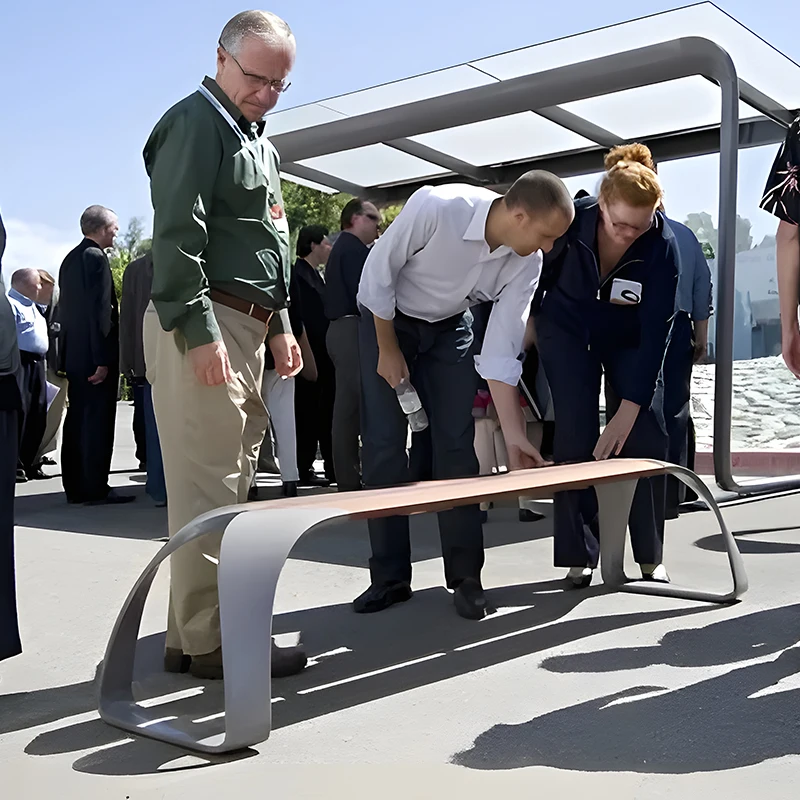 Outdoor Bench Square Scenic Garden Community Outdoor Stainless Steel Strip Chair